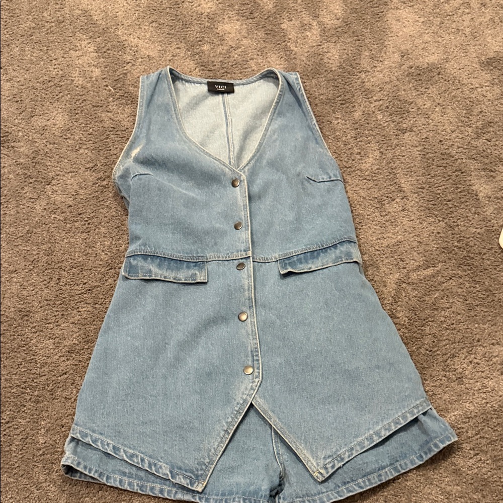 Maura Denim Vested Romper from Vici
